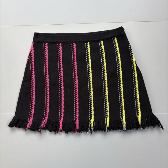 ICEBERG Frayed Knit Skirt Wool Blend ALine Colorful Women Medium Cybergoth Italy - Picture 2 of 12